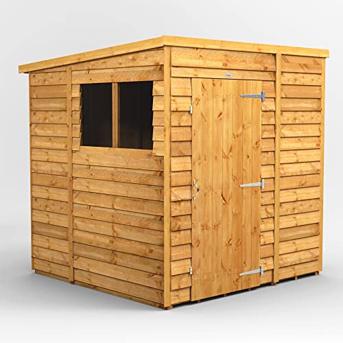 Powersheds High Grade Premium Pent Overlap Wooden Shed with Security Features, Door & Window Flexibility, made from Extra Thick Timber