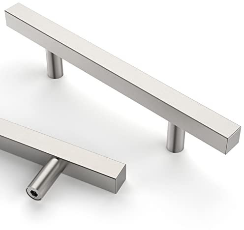 Astrée 5 Pack 96mm Brushed Satin Nickel Kitchen Handles - Stainless Steel Cupboard Handles for Cabinets, Doors & Drawers