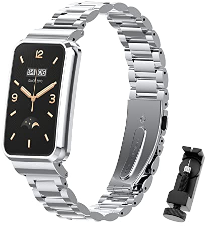 CHULN Armband Kompatibel mit Xiaomi Mi Band 7 Pro, Verstellbar Edelstahl Metall Replacement Strap für Xiaomi Mi Band 7 Pro.(Fitness Tracker Nicht Enthalten)