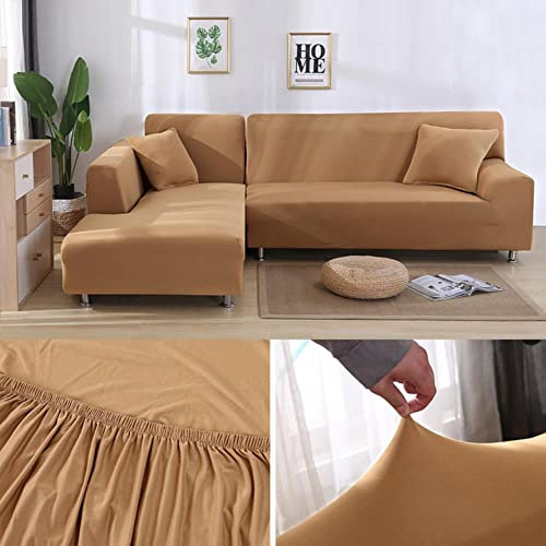 MicroMall Einfarbige Sofabezug für Wohnzimmer, elastische Eckcouch Chaiselongue Schonbezüge Stuhlschutz