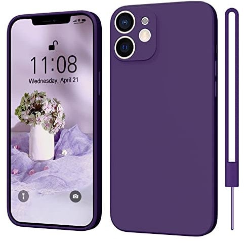 MSEVC iPhone 12 Case 6.1-inch Silicone Camera Protection Ultra Slim Case Soft Gel iPhone 12 Cover Rubber Anti-Scratch Phone Case Compatible for iPhone 12 Dark Purple