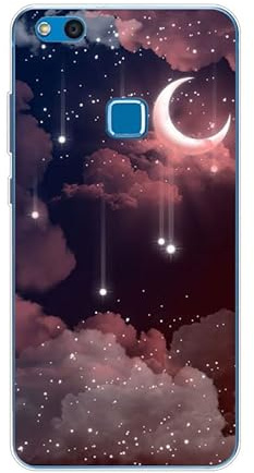KARTXITAI Hülle Kompatibel mit Huawei P10 lite, Stoßfeste Schutzhülle mit Weiche Silikon Bumper Case Handyhülle Anti-Kratzt Transparent Rückseite - Sterne,Mond,Wolken,Himmel