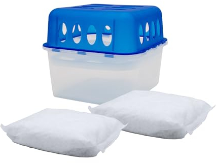 Spetebo 1x Ultra Fresh Luftentfeuchter Granulat Box mit 2x 400g Nachfüllbeutel - Raumentfeuchter mit Auffangschale - Raum Luft Trockner Entfeuchter wiederverwendbar nachfüllbar ohne Strom