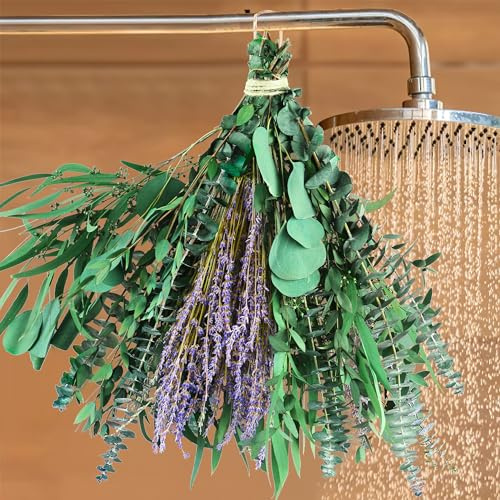 5 Arten Eukalyptus- und Lavendel-Blumenbündel für die Dusche, 43,2 cm, echte Pflanzen, Blätter, Dusch-Hochzeit, Heimdekoration, Dusch-Eukalyptus-Hängepflanzen, Hexen-Dekor, ästhetisch (75 Stück)