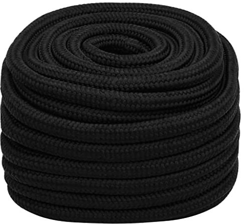 vidaXL Arbeitsseil Geflochten Schnur Seil Tauwerk Flechtleine Flechtseil Flechtschnur Mehrzweckseil Allzweckseil Schwarz 20mm 25m Polyester