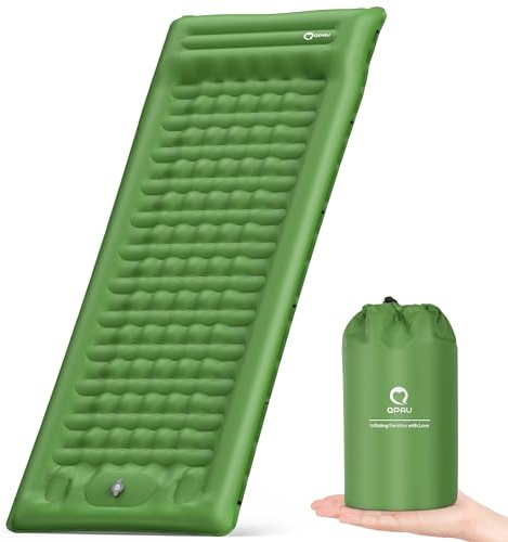 QPAU Camping Isomatte Selbstaufblasend mit Fuß Pumpe, 12CM Ultra-Dicke Verbesserte Unterstützung Aufblasbare Camping Matratze, Ultraleicht Wasserdicht Outdoor Luftmatratze zum Wandern Rucksack