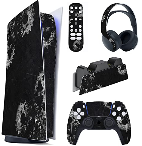 PlayVital Skin Decal Stickers Kompatibel mit ps5 Konsole Digital Edition, Aufkleber Schutzfolie Vinyl-Skin Stickers für ps5 Konsole,Controller,Ladestation,Headset,Medienfernbedienung-Gears & Scratches