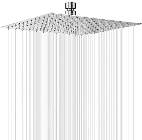 Soffione Doccia a Pioggia 30cm Quadrato Doccia Fisso in Acciaio inox 304 Silicone Anti-Blocco Soffione Doccia Doccia da Bagno Ultra Sottile Facile da Pulire e Installare