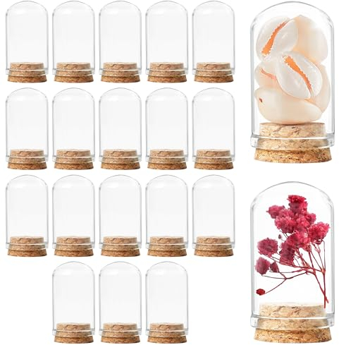 Winter Shore Campana Vetro da 9 ml [20 Pezzi] - Cloche Vetro Piccola a Cupola per Piante, Bomboniere, Fiori, Piccole Figurine, Decorazioni Minuscole - Cupola Vetro Decorativa con Tappo di Sughero
