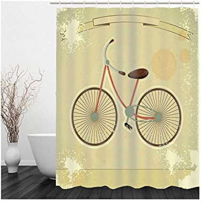Shower Curtains 90X180, Duschrollo Um Die Ecke Polyester Duschvorhänge Fahrrad Khaki Waschbar Wasserdicht