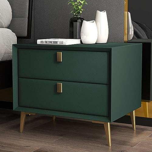 ZDMZR Nightstand with 2 Drawers, Modern Nightstand, Side Tables Bedroom, Solid Wood Table, Metal Legs (Color : C, Size : 50cm/19.7in)