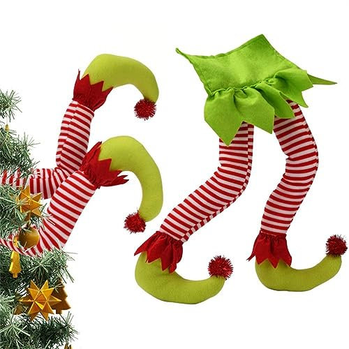 Elfo di Natale Gambe ripiene Bloccato Albero Topper Decorazioni Natale Festa Ornamento Indoor Outdoor Decor Decorazioni di Halloween