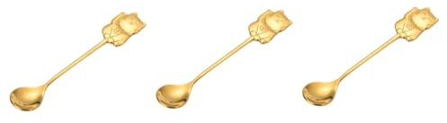 BESTonZON 3 Pièces 304 Cuillère à Remuer Chat Cuillère à Dessert En Acier Inoxydable Condiments s à Sel s à Dessert à Café Chat Enfant En Forme De Coeur Gelée