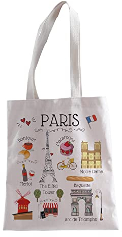 LEVLO Paris Pocket Einkaufstasche, Paris Tote Ku, Large (35 cm x 38 cm), Unisex Erwachsene