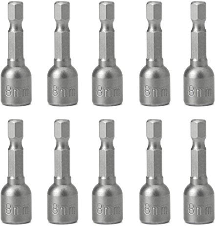 10Pcs Magnetic Nut Driver Set 8mm 5/16 Socket Adapter Hex Drill Bit Repair Tools Hardware Accessories