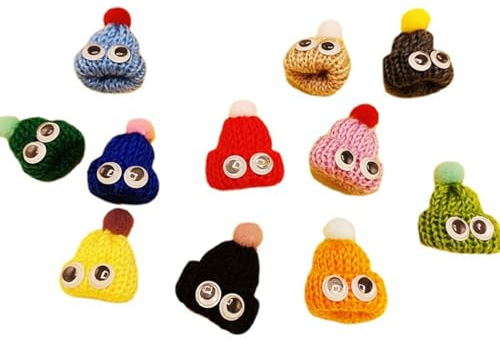 BABANI 150 Stück Mini Strickmützen Zum Basteln Mützen Für Sorgenwürmchen Mützchen Sorgenwürmchen Weihnachtsmützen Puppen Hut Zum Kleine Weihnachten Basteldekoration Gestrickt Ornamente (4)