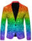Pailletten Anzug Herren Glitzer Outfit Anzugjacke Sportlich Party Glitzer Anzug Pailletten Anzug Slim Fit Performance Kostüm Glitzer Blazer Smoking Jacket Light Blue XL