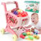 Mini Supermarkt Einkaufswagen für Kinder - Wagen Spielzeug, Obst und Gemüse, Küchenspielzeug, Spielküche, Rollenspiel, Lernspielzeug, Geschenk für Jungen und Mädchen