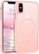 GaoBao Coque pour iPhone X/XS Compatible avec mag-Safe, Hybrid Magnétique Case Étui Translucide Mat Arrière Protection Caméra Housse Fine Antichoc Dos Anti Rayures pour iPhone X/XS 5.8'', Rose