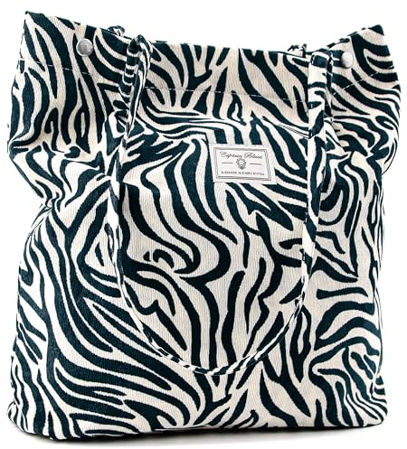 Captain Blues Damen Cord Tasche, Umhängetasche, Große Cord Tasche, Kord Handtasche Shopper für School, Alltag, Büro, Einkaufen und Reisen