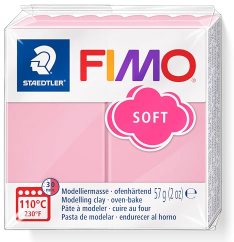 STAEDTLER ofenhärtende Modelliermasse FIMO soft Trendfarben, strawberry cream, 57 g, weich und geschmeidig, für Einsteiger und Hobbykünstler, kompatibel mit FIMO effect und FIMO professional, 8020-T21