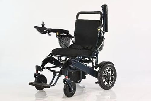 Foldable Electric Wheelchair Automatic Folding Power Chair Mobility Chair 26 ah Battery 6 KMPH 250W Motor Aluminium Frame Dark Blue