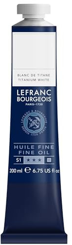 Lefranc Bourgeois 301855 Pintura al óleo fina de calidad, resistente a la luz y de consistencia uniforme, tubo de 200 ml, ideal para lienzos y tableros de pintura, Blanco titanio
