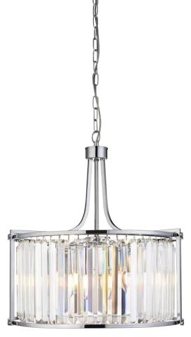Licht-Erlebnisse Pendelleuchte Kristall rund Ø 50 cm H: max. 1,5 cm für 5x E14 Jugendstil Metall Glas Hängeleuchte Esstisch Hängelampe Wohnzimmer