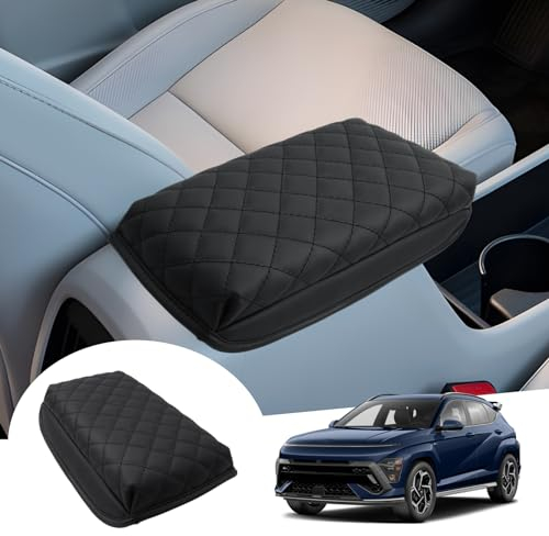 GAFAT Kompatibel mit Hyundai Kona SX2 2024 2025 Mittelarmlehne Abdeckung, Kona SX2 Mittelkonsole Armlehne Schutz, PU Mikrofaser leder Polster, 4 CM Erhöht Verdickt Müdigkeit lindern