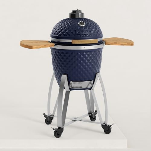 Kamado Kokko XL 22 della marca Kokko Barbecue grande formato: modello molto completo (62 cm x 86 cm), diametro griglia: 47 cm, blu navy