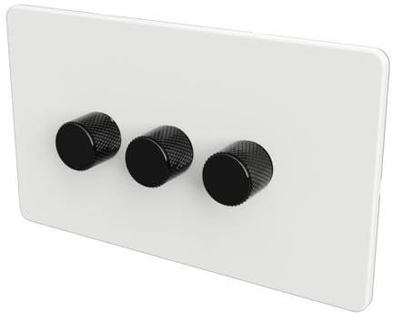 SAMOTECH Zigbee Dimmer Switch No neutral wire required, compatible with Philips Hue, Home Assistant - White/Black 3-Gang Zigbee Dimmer