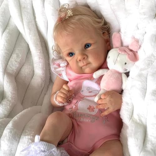 Scnbom bébé Reborn Silicone Corps poupée realiste Fille 46cm Vrai Poupon | 20pouces Toddlers Garcon Yeux Ouvert