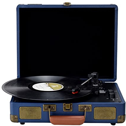 STRAFBRG Tocadiscos estéreo portátil con Entrada y Salida inalámbrica BT 33/45/78RPM LP Reproductor de Discos de Vinilo Control de Tono Altavoz fonográfico