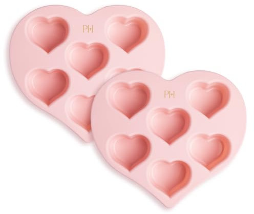 Paris Hilton Heart Silicone Cake Pan, Nonstick Heart Shaped Mold, Oven Safe Bakeware for Cakes, Brownies, and Desserts, 6-Cup, Pink