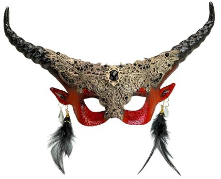 W WIDMANN MILANO Party Fashion - Augenmaske Teufel mit Hörnern, Dämon, Accessoire Halloween