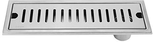 Desagüe de Piso de Ducha Lineal, Cubierta de desagüe de Ducha de Acero Inoxidable Desagüe de baño Rectangular Desagüe de desagüe Colador Rejilla Desagüe de Ducha para Hotel en casa (Drenaje Lateral)