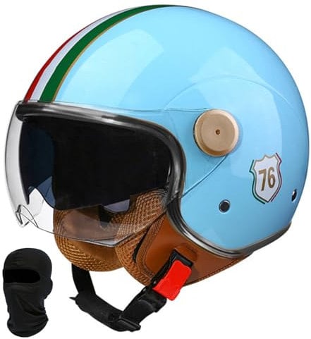 Beyswage Jet Helmet 3/4 Open Face Motorcycle Helmet Vintage With Double Goggles Comfort Lining Earmuffs ECE Certified Crash Helmet For Adult Men Women