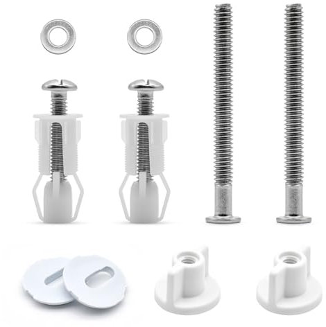 Toilet Seat Fittings,2 Pairs Universal Toilet Seats Screws and Bolts Toilet Seat Hinges Bolt Nut Expanding Rubber Top Nuts Screws Toilet Seat Fixing Kit for Toilet Covers Replacement
