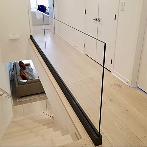 Aluminium-Schienensystem für Balkon, Terrasse, Glas, mit schwarzem Treppengeländer, Kunststoffplatten, Klemme für Terrassendielen, Treppen, Treppen, Treppengeländer, Flur, 12 x 17 mm, klarer