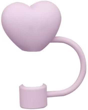 Pink Heart Straw Cover for Stanley 40&30 Oz Cup, Cute 10mm Silicone Straw Covers Cap for Stanley Cup Accessories, Straw Topper for Tumblers, Straw Cap Stopper for Reusable Straws Tip Lids