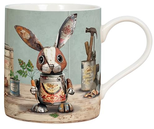Lesser & PAVEY Bug Art Scrap Rabbit Mug for Home & Kitchen | Stylish Ceramic Mugs for Tea & Coffee | Lovely Cup Set for Mens Gifts & Birthday Gifts for Women