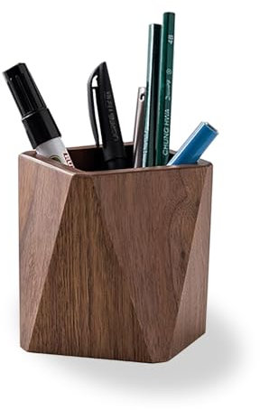 Kaizuca Holz Stifteköcher, Schreibtisch Organizer, Schwarzes Walnussholz, Handarbeit, für Schreibware, Make Up Pinsel, Schreibtische, Büros (Braun)