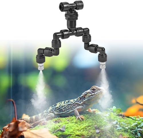 Lpraer Reptilien Terrariendüse 360 Grad einstellbar Reptilie Fogger Sprinkler Spray Kühlung System Misting Düse für Reptiles Aquarium Tank Regenwald Beregnungsanlage Terrarium Zubehör, 2 Düsen