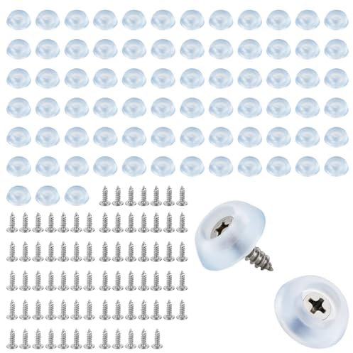 75pcs Cutting Board Rubber Feet with Stainless Steel Screws, Non Slip Rubber Feet Bumpers Round Chopping Board Legs Pad for Furniture Kitchen Appliances