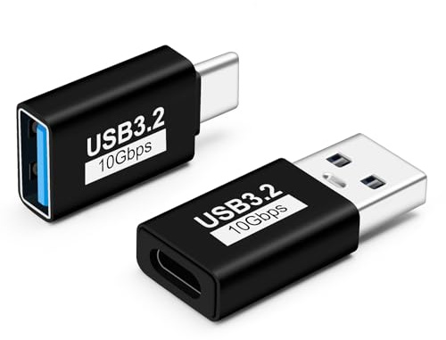 BORLTER CLAMP USB auf USB C/Type-C auf Type A Adapter 3.2 Gen2 Stecker auf Buchse Adapter 2 Pack Kompatibel mit MacBook Pro, Galaxy, Laptop und Anderen Typ-C-Geräten