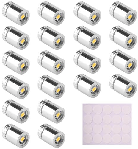 Mini luci a LED, 20 pezzi, luce micro LED, illuminazione per casa delle bambole con 20 colle, piccole luci con batteria, adatte per decorare le case delle bambole, mini luci per artigianato (luce)