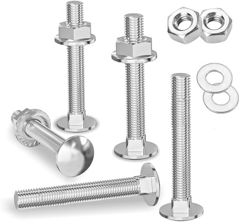 Schlossschrauben, 25 Stück Torbandschrauben M6 x 40, Flachrundkopfschrauben mit Sechskantflanschmuttern und Unterlegscheiben