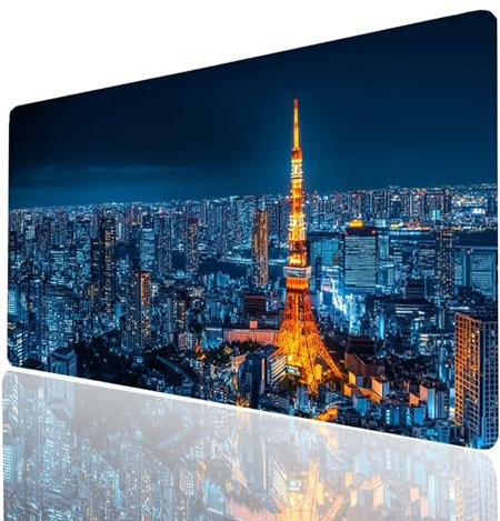 Tapis de Souris xxl 1600x800x3 mm Scène nocturne de la ville Desk Mat OniriqueTapis de Bureau Gaming Bords Cousus Design Durable et Imperméable avec Base en Caoutchouc Antidérapante pour Pc Model08530