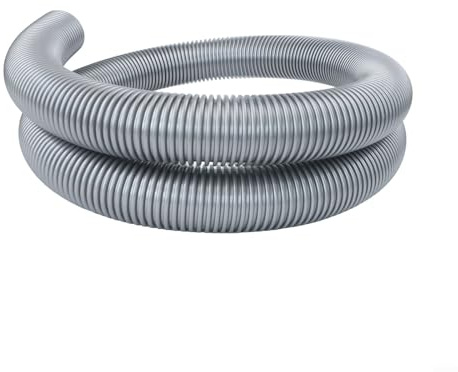 Besttoolifes Heavy Duty Vacuum Cleaner Extension Hose 50Mm Diameter Flexible Threaded Pipe Gray Industrial Strength Replacement Tube 3/4 Meters Length(4m)