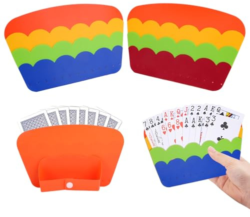 Zidoley 2 Stück Kartenhalter Kinder, Spielkartenhalter, Kartenhalter Spielkarten, Kunststoff Wiederverwendbar Karten Halter, Freisprech Kartenständer für Senioren Erwachsene und Kinder